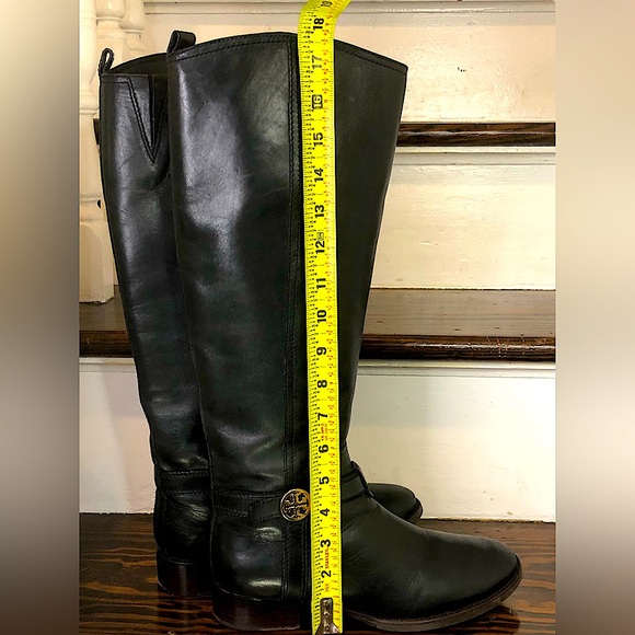 TORY BURCH Black Leather Moto Riding Boots Sz 7-1/2 - Picture 15 of 17